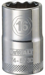 DEWALT DEWALT DWMT74573OSP Drive Socket, 16 mm Socket, 1-1/2 in OAL, 1/2 in Drive, 12-Point, Vanadium Steel, Polished Chrome TOOLS DEWALT