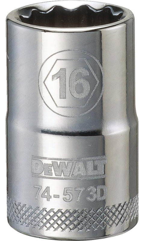 DEWALT DEWALT DWMT74573OSP Drive Socket, 16 mm Socket, 1-1/2 in OAL, 1/2 in Drive, 12-Point, Vanadium Steel, Polished Chrome TOOLS DEWALT