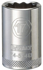DEWALT DEWALT DWMT74574OSP Drive Socket, 17 mm Socket, 1-1/2 in OAL, 1/2 in Drive, 12-Point, Vanadium Steel, Polished Chrome TOOLS DEWALT