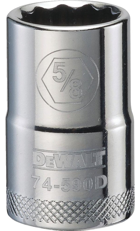 DEWALT DEWALT DWMT74590OSP Drive Hand Socket, 5/8 in Socket, 1/2 in Drive, 12-Point, Steel, Polished Chrome Vanadium TOOLS DEWALT