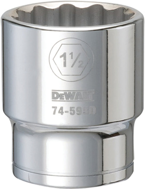 DEWALT DEWALT DWMT74595OSP Drive Hand Socket, 1-1/2 in Socket, 3/4 in Drive, 12-Point, Steel, Polished Chrome Vanadium TOOLS DEWALT