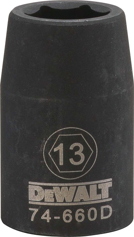 DEWALT DEWALT DWMT74660OSP Impact Socket, 13 mm Socket, 1/2 in Drive, 6-Point, CR-440 Steel, Black Oxide TOOLS DEWALT