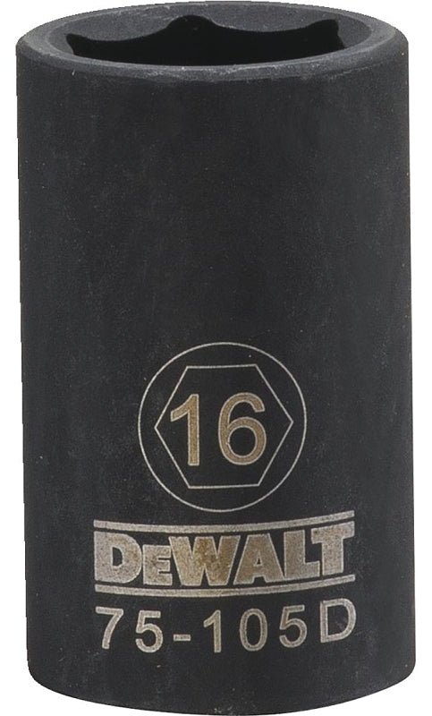 DEWALT DEWALT DWMT75105OSP Impact Socket, 16 mm Socket, 1/2 in Drive, 6-Point, CR-440 Steel, Black Oxide TOOLS DEWALT