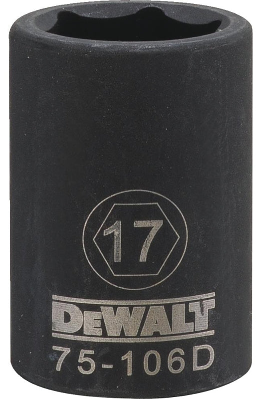 DEWALT DEWALT DWMT75106OSP Deep Impact Socket, 17 mm Socket, 1/2 in Drive, 6-Point, Steel, Black Oxide