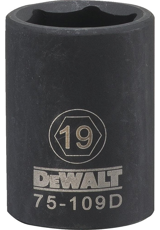 DEWALT DEWALT DWMT75109OSP Deep Impact Socket, 19 mm Socket, 1/2 in Drive, 6-Point, Steel, Black Oxide TOOLS DEWALT