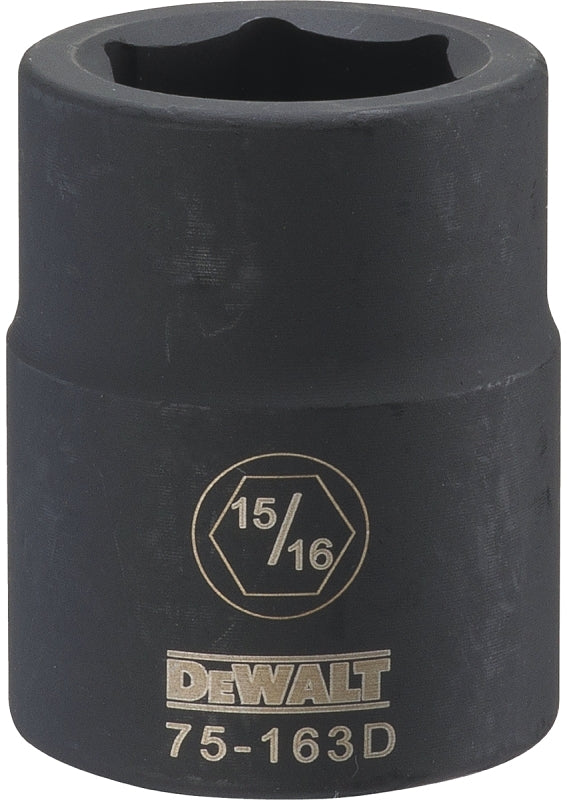 DEWALT DEWALT DWMT75163OSP Impact Socket, 15/16 in Socket, 23/32 in D Socket, 3/4 in Drive, 6-Point, CR-440 Steel, Black Oxide TOOLS DEWALT