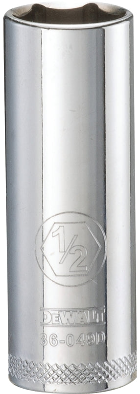 DEWALT DEWALT DWMT86049OSP Drive Hand Socket, 1/2 in Socket, 1/4 in Drive, 6-Point, Steel, Polished Chrome Vanadium