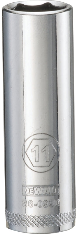 DEWALT DEWALT DWMT86099OSP Drive Hand Socket, 11 mm Socket, 1/4 in Drive, 6-Point, Steel, Polished Chrome Vanadium TOOLS DEWALT