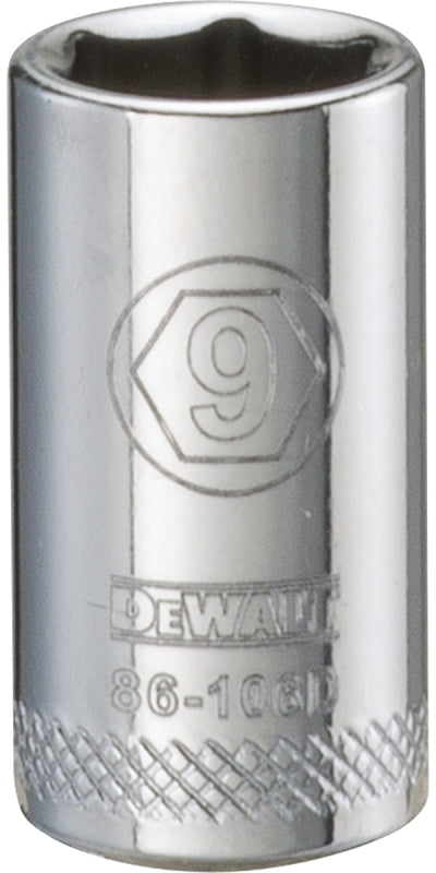 DEWALT DEWALT DWMT86106OSP Drive Hand Socket, 9 mm Socket, 1/4 in Drive, 6-Point, Steel, Polished Chrome Vanadium TOOLS DEWALT