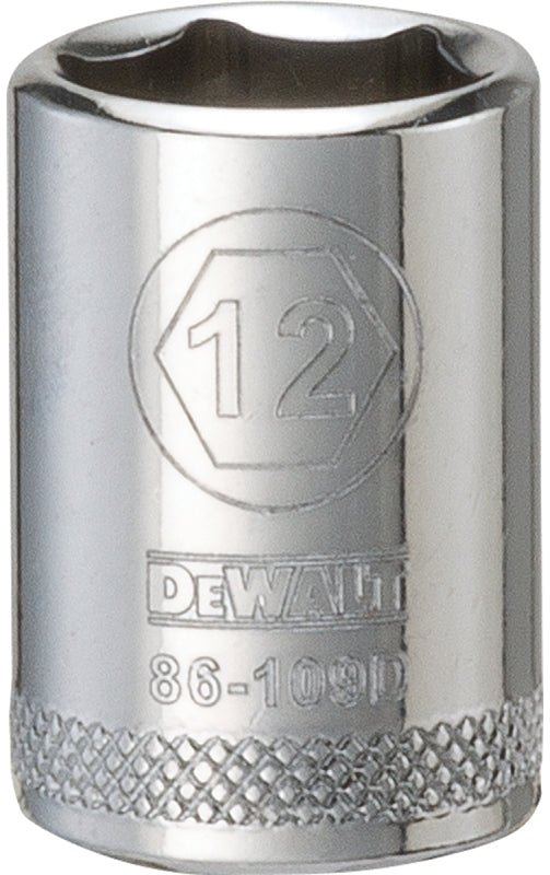DEWALT DEWALT DWMT86109OSP Drive Hand Socket, 12 mm Socket, 1/4 in Drive, 6-Point, Steel, Polished Chrome Vanadium TOOLS DEWALT