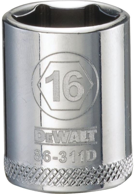 DEWALT DEWALT DWMT86311OSP Hand Socket, 16 mm Socket, 3/8 in Drive, 6-Point, Vanadium Steel, Polished Chrome