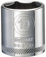 DEWALT DEWALT DWMT86314OSP Drive Hand Socket, 19 mm Socket, 3/8 in Drive, 6-Point, Steel, Polished Chrome Vanadium TOOLS DEWALT