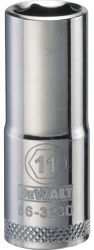 DEWALT DEWALT DWMT86323OSP Drive Hand Socket, 11 mm Socket, 3/8 in Drive, 6-Point, Steel, Polished Chrome Vanadium TOOLS DEWALT