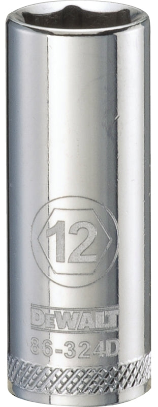 DEWALT DEWALT DWMT86324OSP Drive Hand Socket, 12 mm Socket, 3/8 in Drive, 6-Point, Steel, Polished Chrome Vanadium TOOLS DEWALT