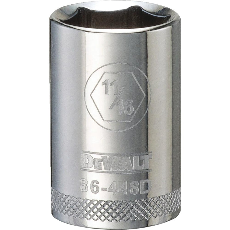 DEWALT DEWALT DWMT86448OSP Drive Hand Socket, 11/16 in Socket, 1/2 in Drive, 6-Point, Steel, Polished Chrome Vanadium TOOLS DEWALT