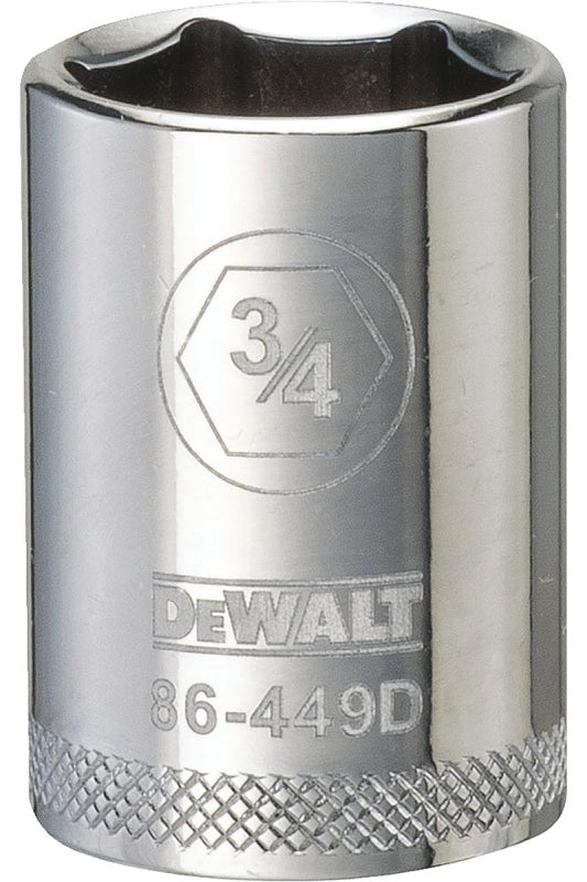 DEWALT DEWALT DWMT86449OSP Drive Hand Socket, 3/4 in Socket, 1/2 in Drive, 6-Point, Steel, Polished Chrome Vanadium TOOLS DEWALT