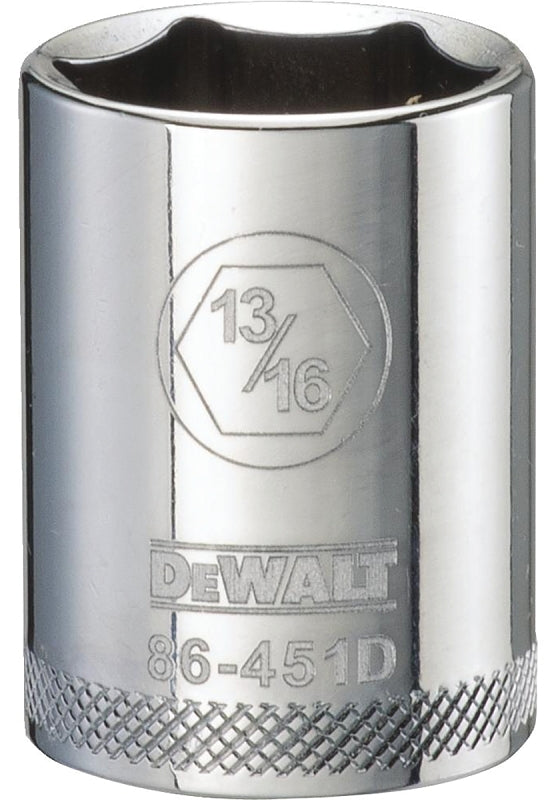 DEWALT DEWALT DWMT86451OSP Drive Hand Socket, 13/16 in Socket, 1/2 in Drive, 6-Point, Steel, Polished Chrome Vanadium TOOLS DEWALT