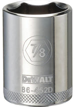 DEWALT DEWALT DWMT86452OSP Drive Hand Socket, 7/8 in Socket, 1/2 in Drive, 6-Point, Steel, Polished Chrome Vanadium TOOLS DEWALT