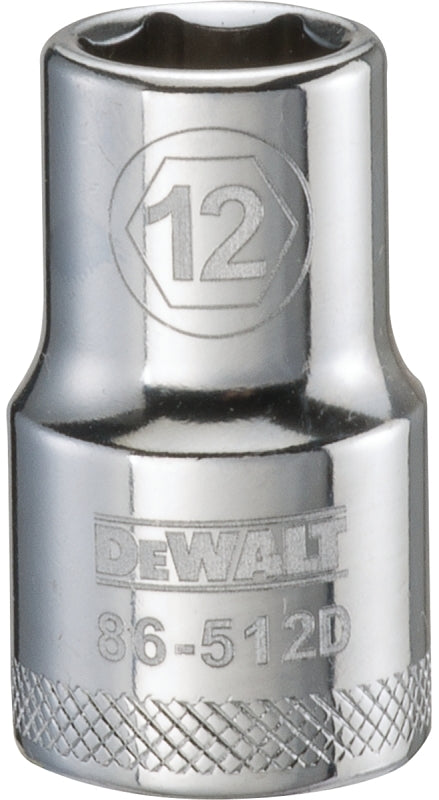 DEWALT DEWALT DWMT86512OSP Drive Hand Socket, 12 mm Socket, 1/2 in Drive, 6-Point, Steel, Polished Chrome Vanadium TOOLS DEWALT