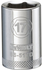 DEWALT DEWALT DWMT86517OSP Drive Socket, 17 mm Socket, 1-1/2 in OAL, 1/2 in Drive, 6-Point, Vanadium Steel, Polished Chrome TOOLS DEWALT