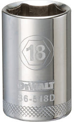 DEWALT DEWALT DWMT86518OSP Drive Socket, 18 mm Socket, 1-1/2 in OAL, 1/2 in Drive, 6-Point, Vanadium Steel, Polished Chrome TOOLS DEWALT