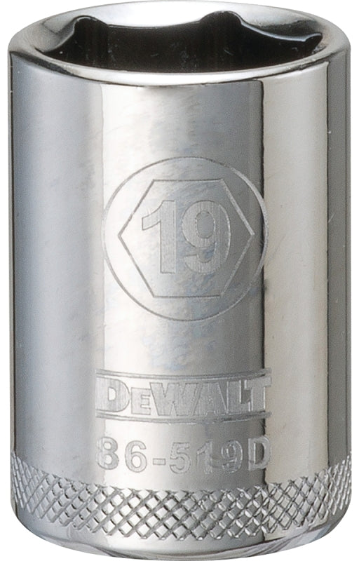 DEWALT DEWALT DWMT86519OSP Drive Socket, 19 mm Socket, 1-1/2 in OAL, 1/2 in Drive, 6-Point, Vanadium Steel, Polished Chrome TOOLS DEWALT