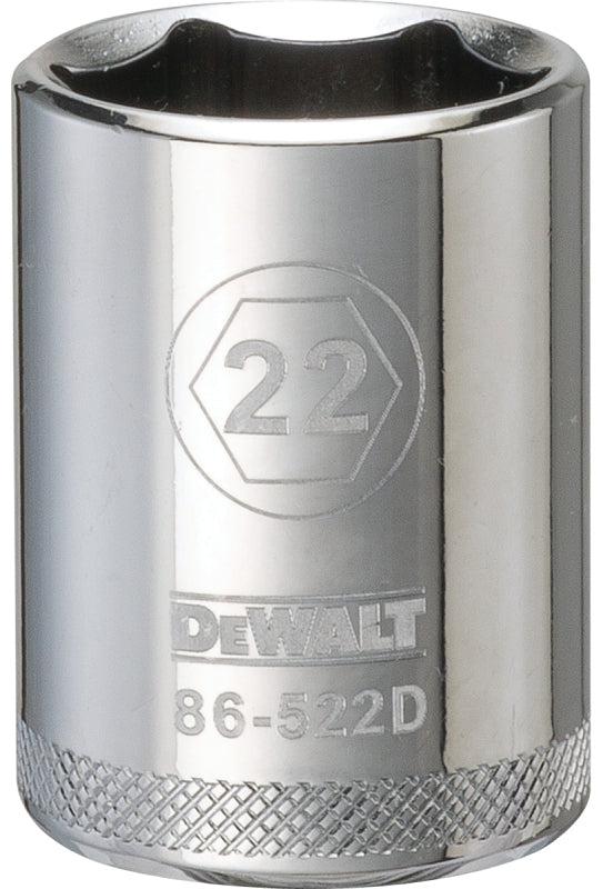 DEWALT DEWALT DWMT86522OSP Drive Socket, 22 mm Socket, 1-9/16 in OAL, 1/2 in Drive, 6-Point, Vanadium Steel, Polished Chrome TOOLS DEWALT