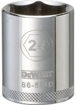 DEWALT DEWALT DWMT86524OSP Drive Socket, 24 mm Socket, 1-9/16 in OAL, 1/2 in Drive, 6-Point, Vanadium Steel, Polished Chrome TOOLS DEWALT