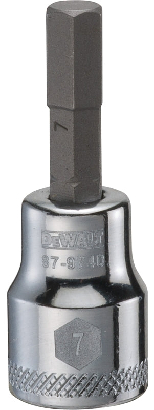 DEWALT DEWALT DWMT87974OSP Fractional Hex Bit Socket, 7 mm Tip, 3/8 in Drive, Polished Chrome, 1-31/32 in OAL