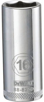 DEWALT DEWALT DWMT88825OSP Drive Hand Socket, 16 mm Socket, 3/8 in Drive, 6-Point, Steel, Polished Chrome Vanadium TOOLS DEWALT