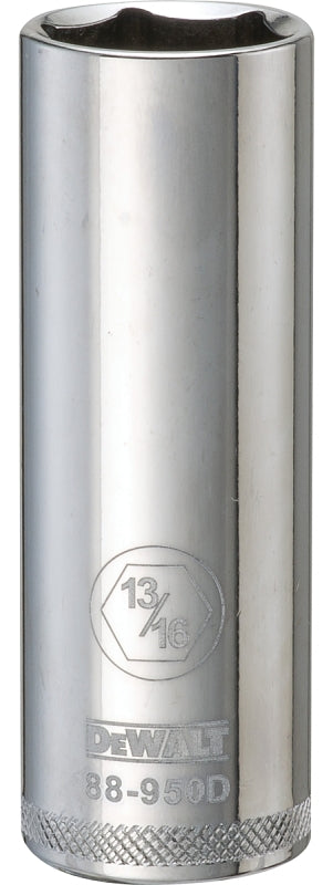 DEWALT DEWALT DWMT88950OSP Drive Hand Socket, 13/16 in Socket, 1/2 in Drive, 6-Point, Steel, Polished Chrome Vanadium TOOLS DEWALT