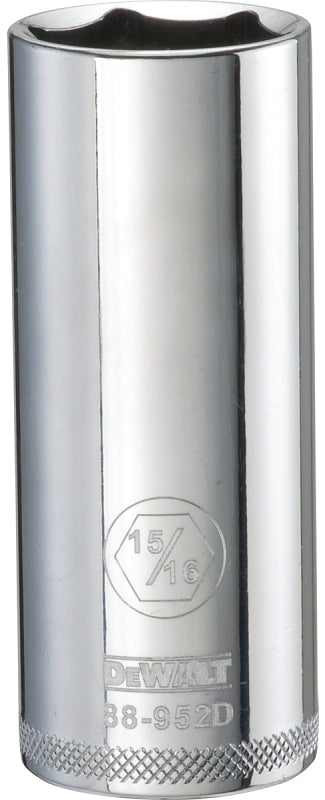 DEWALT DEWALT DWMT88952OSP Drive Hand Socket, 15/16 in Socket, 1/2 in Drive, 6-Point, Steel, Polished Chrome Vanadium TOOLS DEWALT