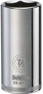 DEWALT DEWALT DWMT88971OSP Drive Hand Socket, 7/8 in Socket, 3/8 in Drive, 6-Point, Steel, Polished Chrome Vanadium TOOLS DEWALT