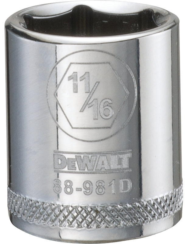 DEWALT DEWALT DWMT88981OSP Drive Hand Socket, 11/16 in Socket, 3/8 in Drive, 6-Point, Steel, Polished Chrome Vanadium TOOLS DEWALT