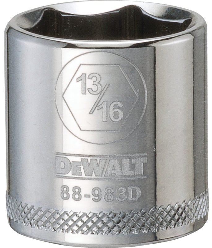 DEWALT DEWALT DWMT88983OSP Drive Hand Socket, 13/16 in Socket, 3/8 in Drive, 6-Point, Steel, Polished Chrome Vanadium TOOLS DEWALT