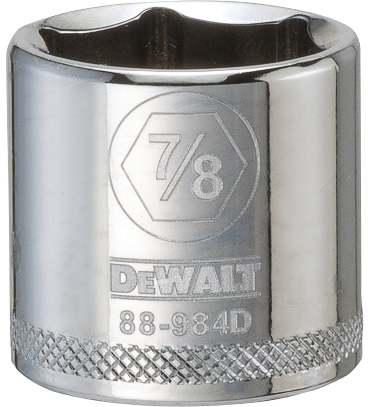 DEWALT DEWALT DWMT88984OSP Drive Hand Socket, 7/8 in Socket, 3/8 in Drive, 6-Point, Steel, Polished Chrome Vanadium TOOLS DEWALT