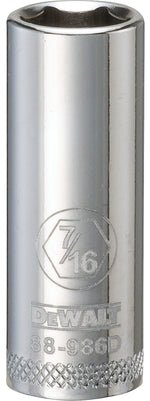 DEWALT DEWALT DWMT88986OSP Drive Hand Socket, 7/16 in Socket, 3/8 in Drive, 6-Point, Steel, Polished Chrome Vanadium TOOLS DEWALT