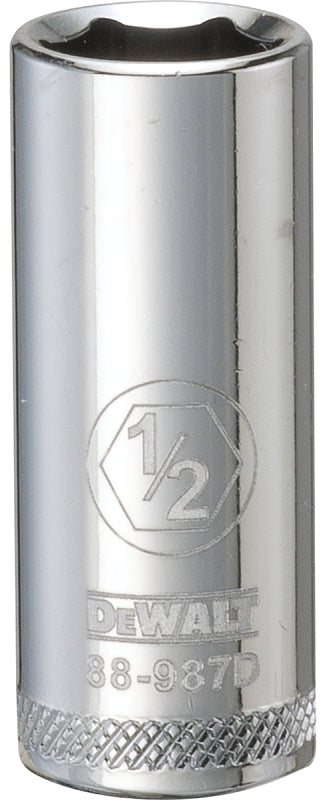DEWALT DEWALT DWMT88987OSP Drive Hand Socket, 1/2 in Socket, 3/8 in Drive, 6-Point, Steel, Polished Chrome Vanadium TOOLS DEWALT