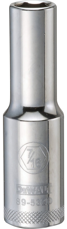 DEWALT DEWALT DWMT89532OSP Drive Hand Socket, 7/16 in Socket, 1/2 in Drive, 6-Point, Steel, Polished Chrome Vanadium TOOLS DEWALT