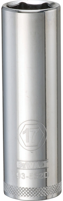 DEWALT DEWALT DWMT93532OSP Drive Socket, 17 mm Socket, Deep Socket, 3-1/8 in OAL, 1/2 in Drive, 6-Point, Vanadium Steel