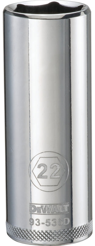DEWALT DEWALT DWMT93536OSP Drive Socket, 22 mm Socket, Deep Socket, 3-1/8 in OAL, 1/2 in Drive, 6-Point, Vanadium Steel TOOLS DEWALT