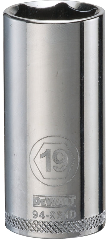 DEWALT DEWALT DWMT94961OSP Drive Socket, 19 mm Socket, 3/8 in Drive, 6-Point, Vanadium Steel, Polished Chrome TOOLS DEWALT