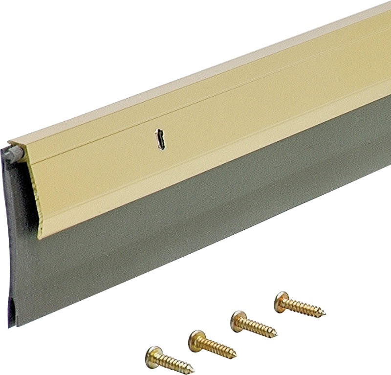 M-D M-D 05744 Door Sweep, Bright Gold Flange, 36 in L, 1/4 in W, Aluminum Flange, Vinyl Insert