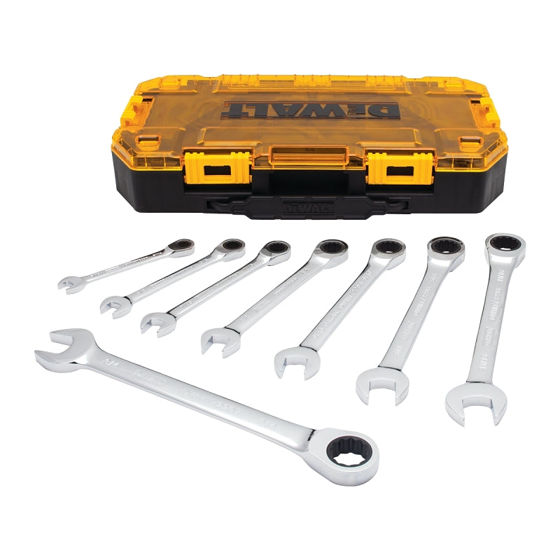 DEWALT DEWALT DWMT74733 Wrench Set, 8-Piece, Polished Chrome, Specifications: SAE Measurement