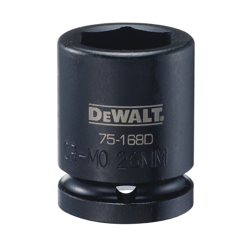 DEWALT DEWALT DWMT75168OSP Impact Socket, 26 mm Socket, 5/8 in D Socket, 3/4 in Drive, 6-Point, CR-440 Steel, Black Oxide