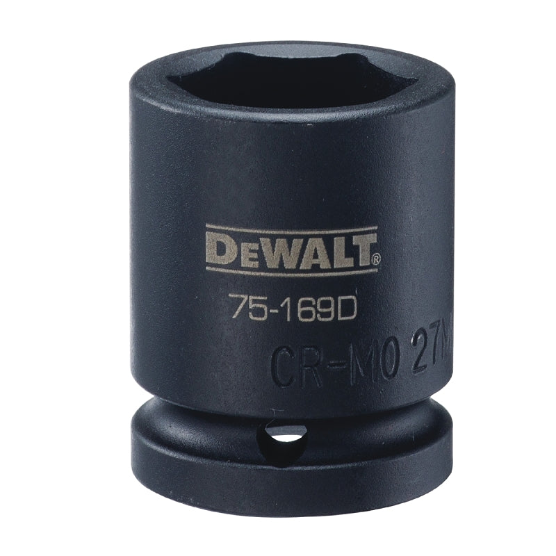 DEWALT DEWALT DWMT75169OSP Impact Socket, 27 mm Socket, 3/4 in D Socket, 3/4 in Drive, 6-Point, CR-440 Steel, Black Oxide