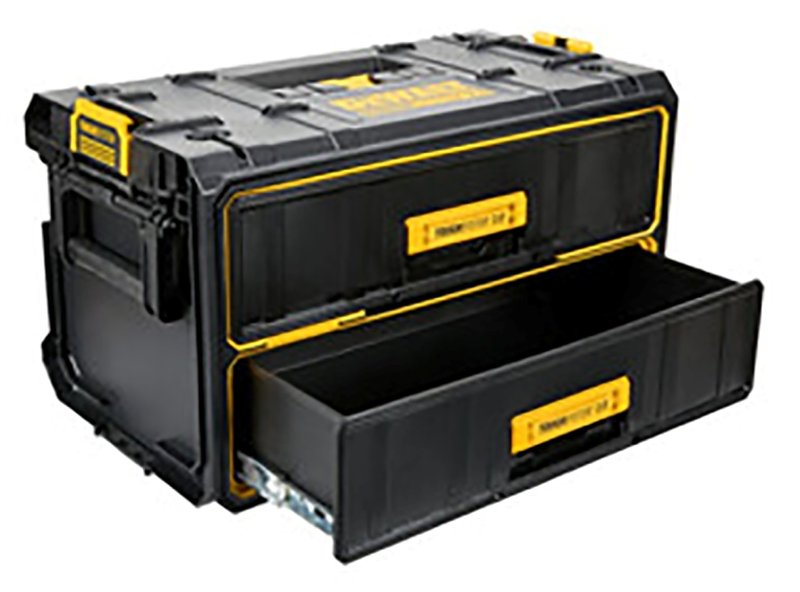 DEWALT DEWALT ToughSystem 2.0 DWST08320 Tool Box, 25 lb, Polypropylene, Black, 12-3/5 in H x 12-1/3 in W Outside, 2-Drawer