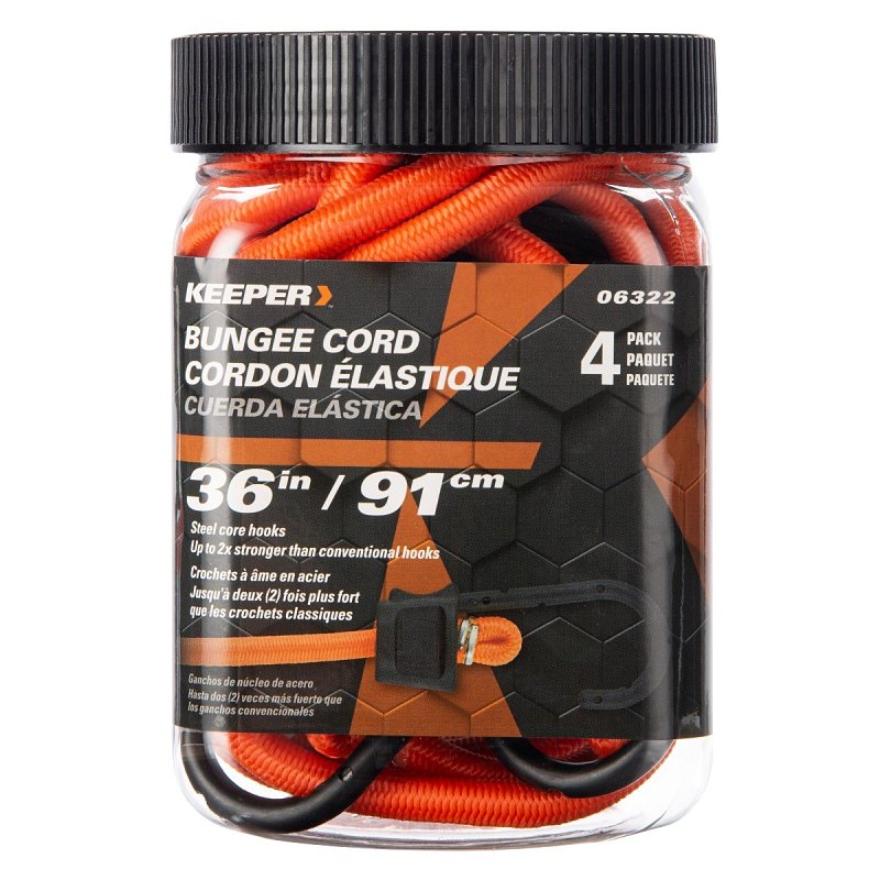 KEEPER Keeper 06322 Bungee Cord, 36 in L, Rubber, Orange, Hook End AUTOMOTIVE KEEPER