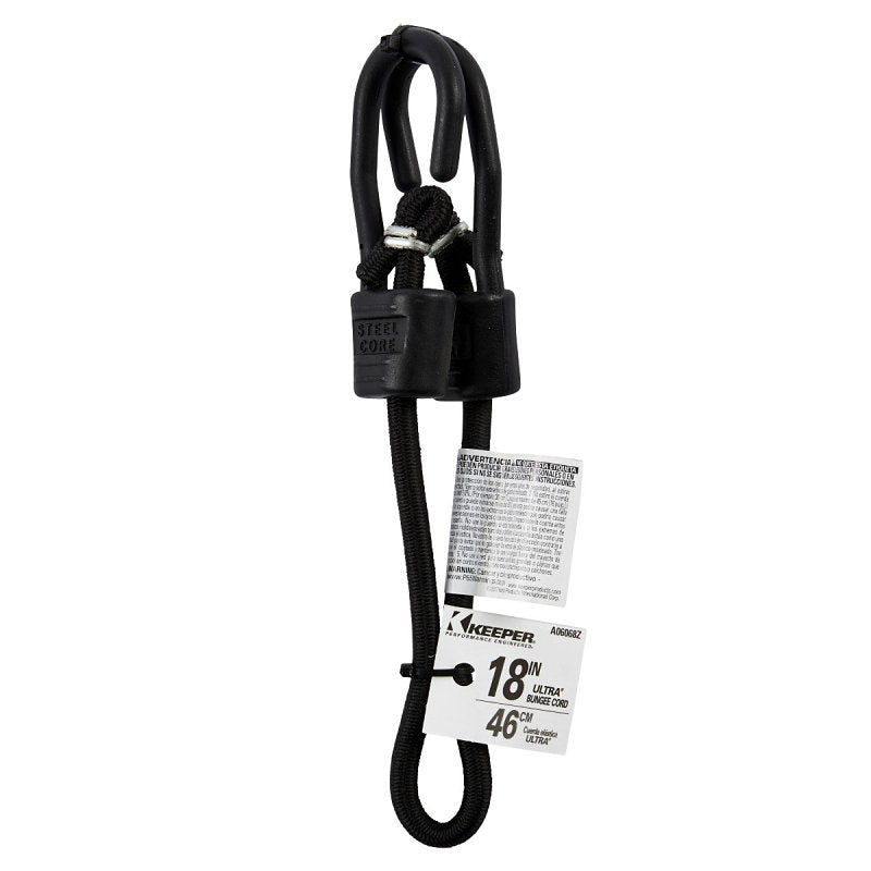 KEEPER BUNGEE CORD W/STL CRE BLK 18IN AUTOMOTIVE KEEPER
