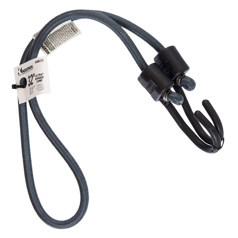 KEEPER Keeper A06077Z Bungee Cord, 32 in L, Rubber, Gray, Hook End AUTOMOTIVE KEEPER